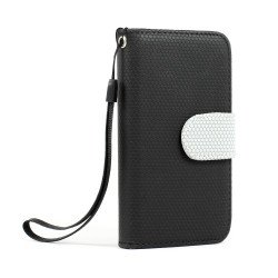 iPhone 4S / 4 Anti-Slip Flip Leather Wallet Case with Stand (Black)